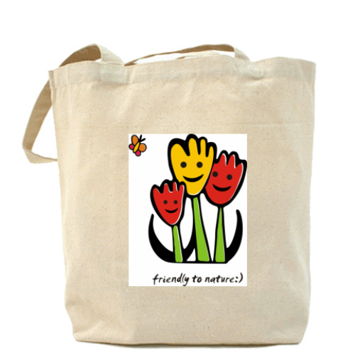 Сумка шоппер с принтом цветы