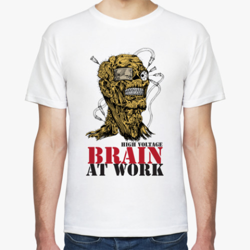 Футболка с принтом Brain at work - мозг в работе