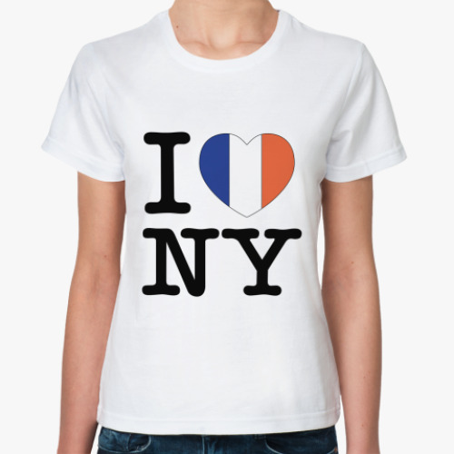 Классическая футболка с принтом I Love NY