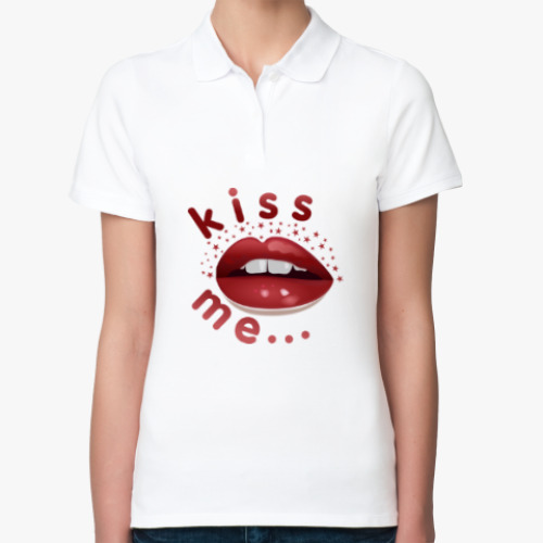 Женская рубашка поло (печать) Kiss me...