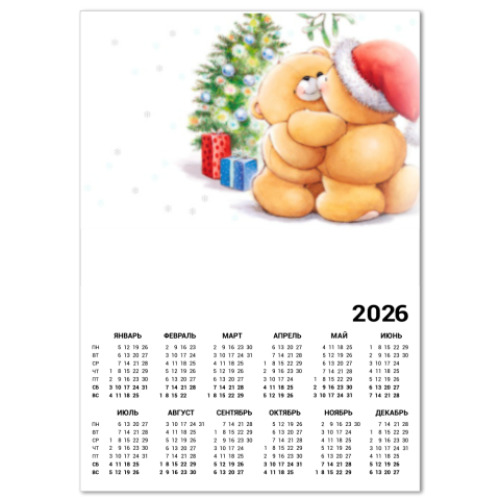 Календарь с принтом Новый год