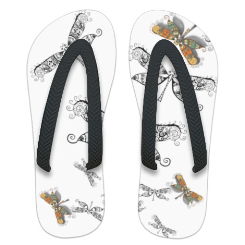 Шлепанцы (сланцы) с принтом Стрекоза, Dragonfly
