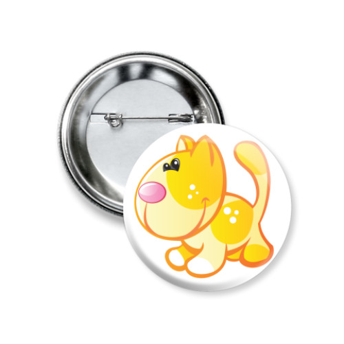 Значок 37мм с принтом Рыжий кот приносит счастье