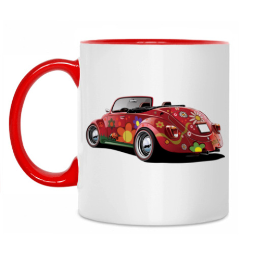 Кружка с принтом Жук хиппи