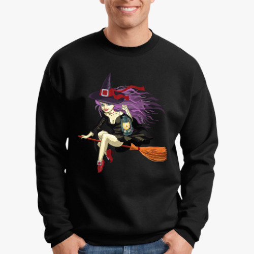 Свитшот с принтом Ведьмочка на метле