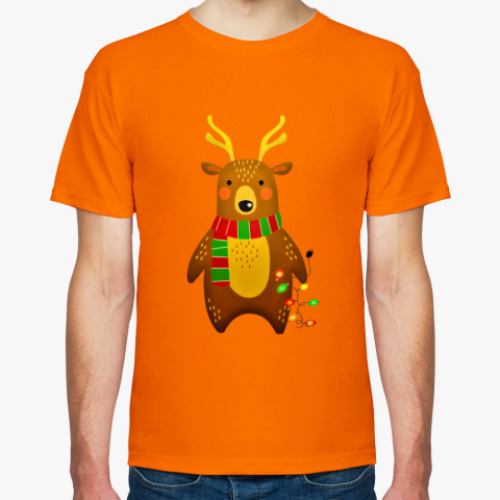 Футболка с принтом Новогодний медведь