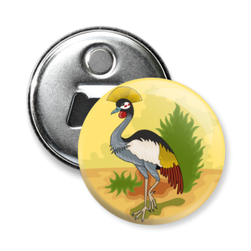 Магнит-открывашка с принтом Венценосный журавль