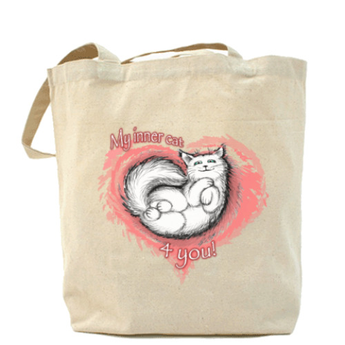 Сумка шоппер с принтом Внутренний кот