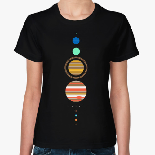 Женская футболка Солнечная система минимализм