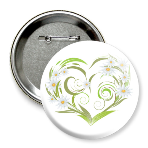 Значок 75мм с принтом Сердце