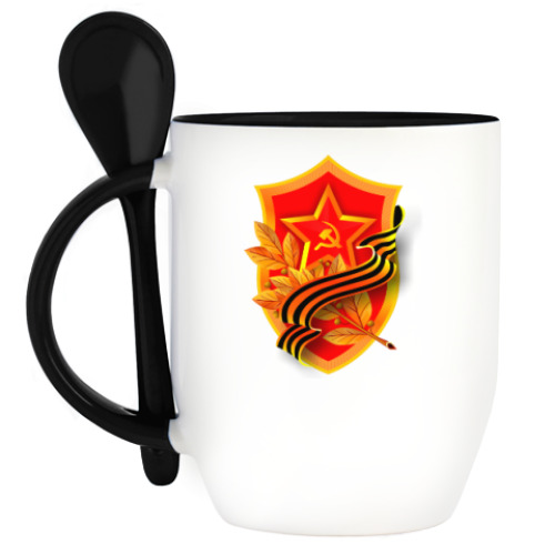 Кружка с ложкой с принтом День Победы