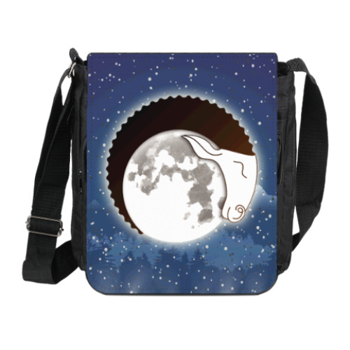 Сумка на плечо (мини-планшет) с принтом Лунный Баран