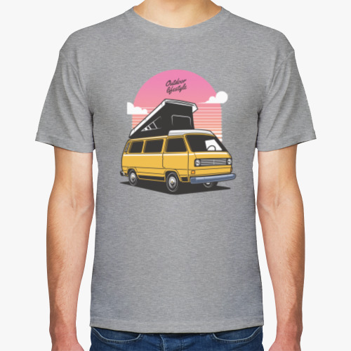 Футболка с принтом #Vanlife #Roadtrip #Volkswagen t3