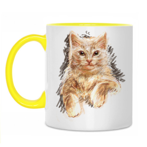 Кружка с принтом Кот в карандашах