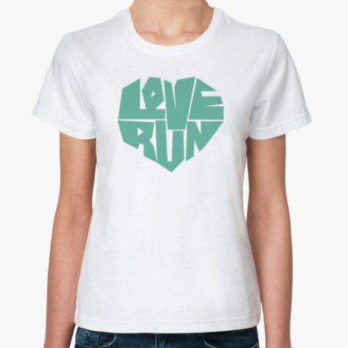 Классическая футболка Love runs (majenta)