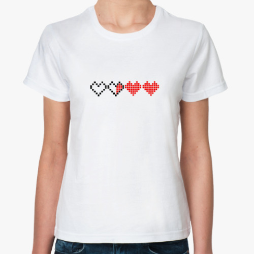 Классическая футболка Сердца Pixel