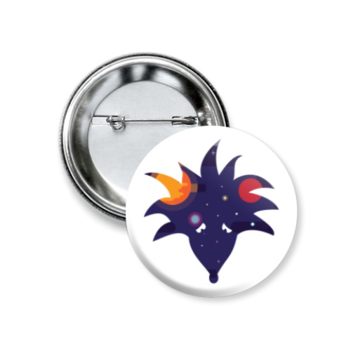 Значок 37мм с принтом Космический ёж