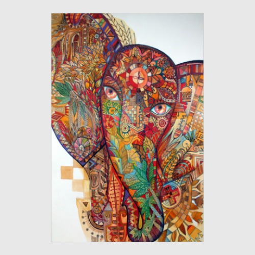 Постер слон с рунами