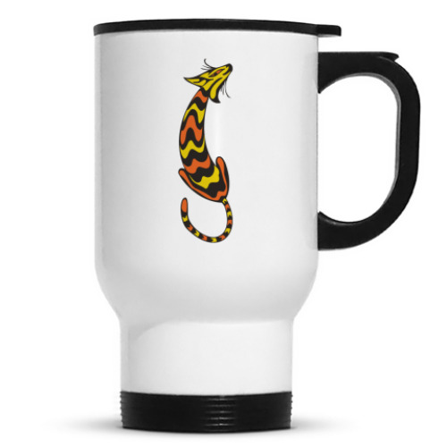 Кружка-термос с принтом Полосатая Кошка