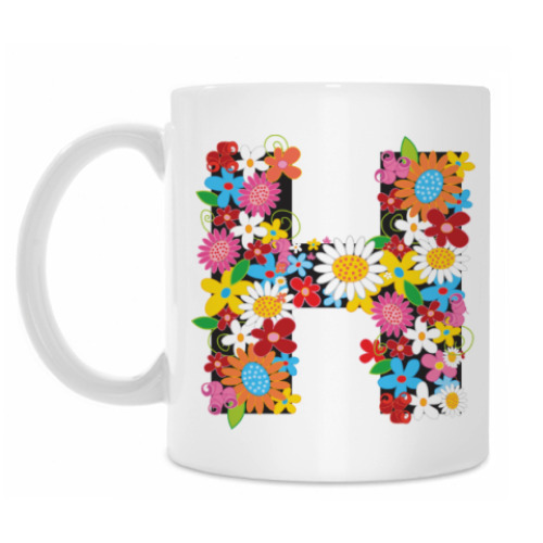 Кружка с принтом Инициалы - 'Н'