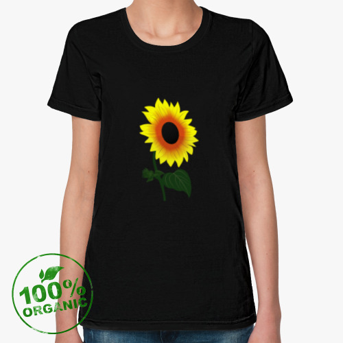 Женская футболка из органик-хлопка Подсолнух Подсолнечник Helianthus - Цветок солнца