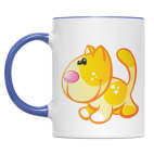 Двухцветная кружка Рыжий кот приносит счастье