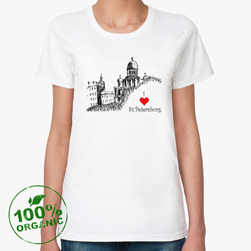 Женская футболка из органик-хлопка I love St.Petersburg