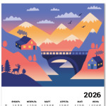 Дом, олень и горы