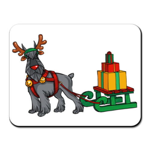 Коврик для мыши с принтом Новогодний Шнауцер