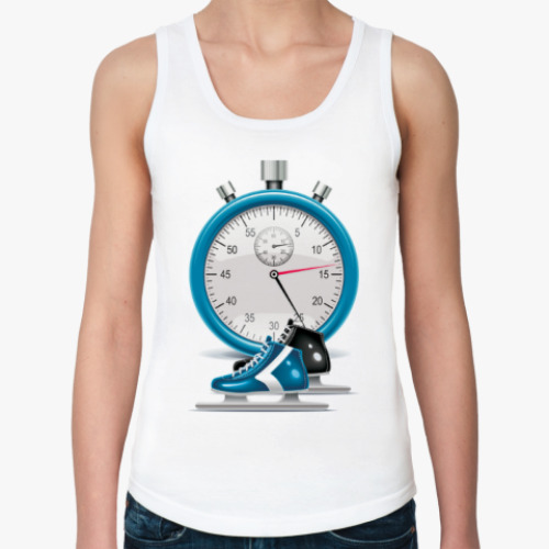 Женская майка с принтом Коньки и секундомер