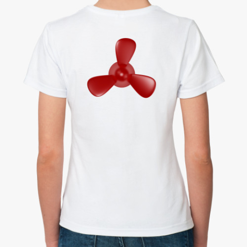 Классическая футболка с принтом пропеллер и кнопка