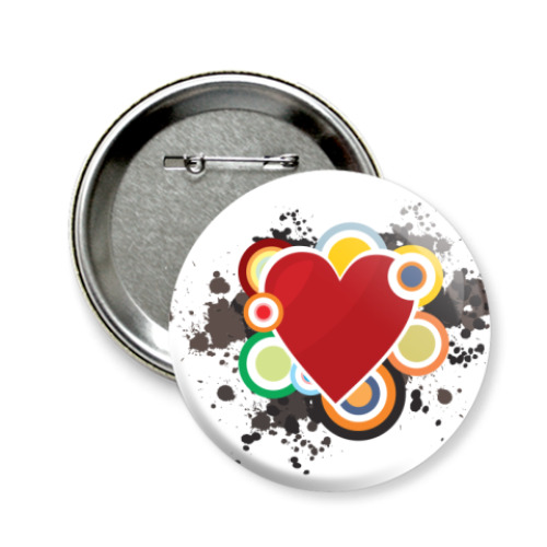 Значок 58мм с принтом Сердце