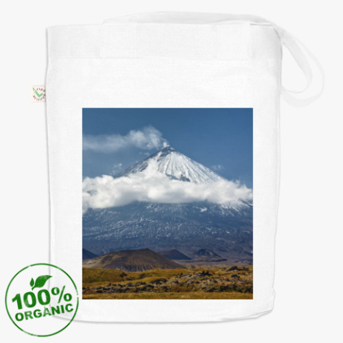 Сумка шоппер с принтом Ключевской вулкан, Камчатка