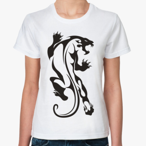 Классическая футболка с принтом Дикая Кошка