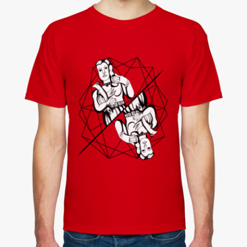 Футболка с принтом Женщина с птицей