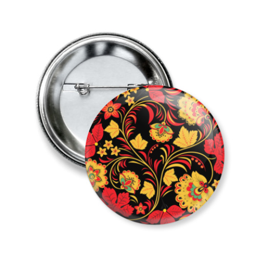 Значок 50мм с принтом Хохлома