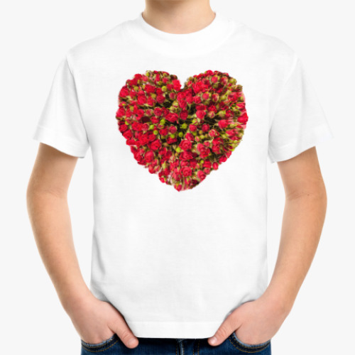 Детская футболка с принтом Сердце из роз