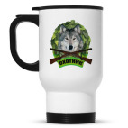 Кружка-термос белая охотник