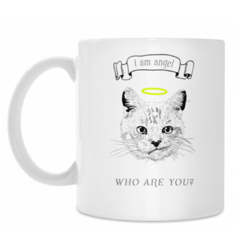 Кружка Кот ангел с нимбом над головой