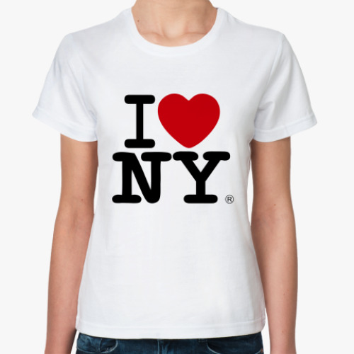 Классическая футболка с принтом  I Love NY