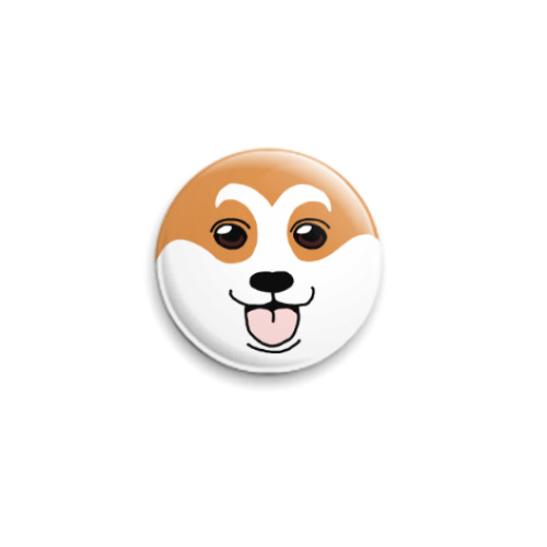 Значок 25мм с принтом Собака-улыбака
