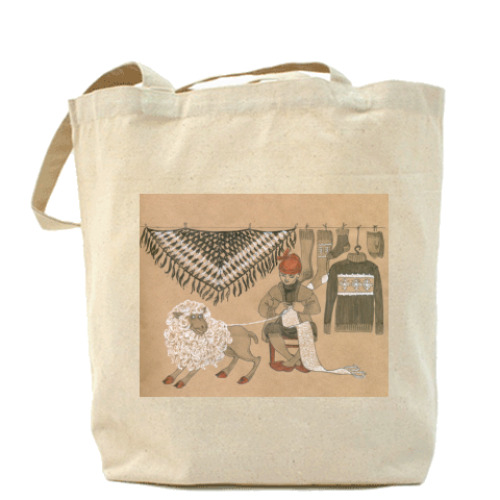 Сумка шоппер с принтом рукоделие