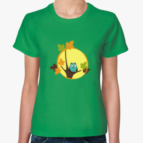 Женская футболка Сова, полная луна