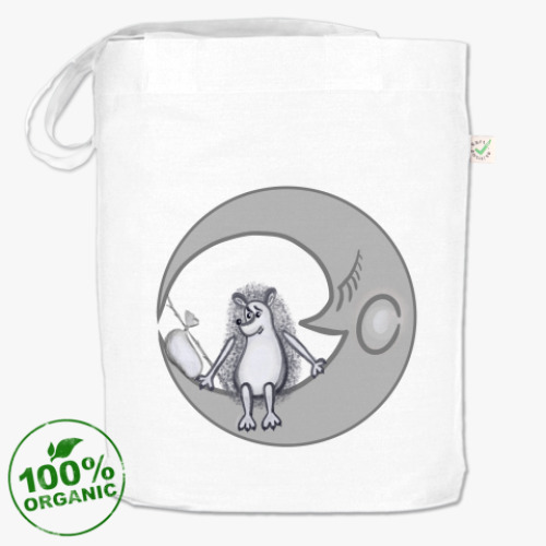 Сумка шоппер с принтом Ежик на луне