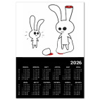 Календарь A2 2026, черный  Sliced rabbit
