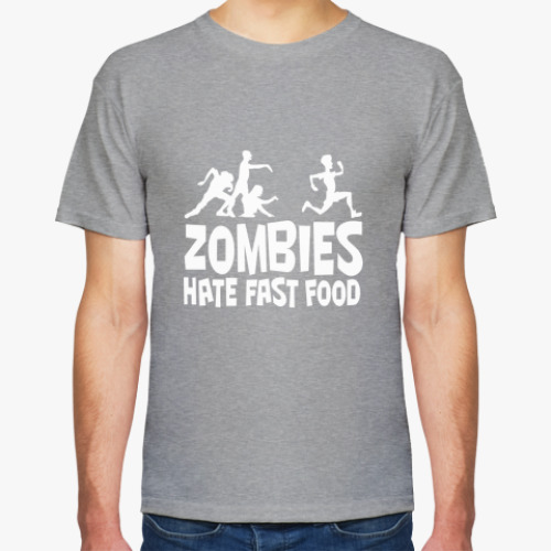 Футболка с принтом Zombies hate fast food