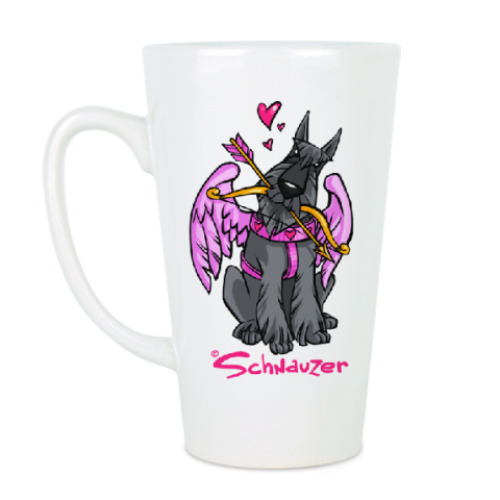 Чашка Латте с принтом Шнауцер Купидон