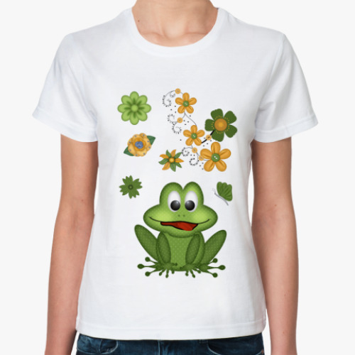 Классическая футболка с принтом Женская футболка, белая