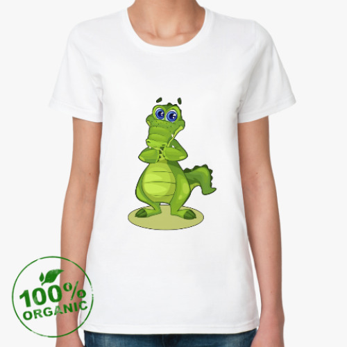 Женская футболка из органик-хлопка Draw and Guess с крокодилом