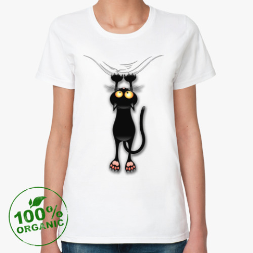 Женская футболка из органик-хлопка Черная кошка